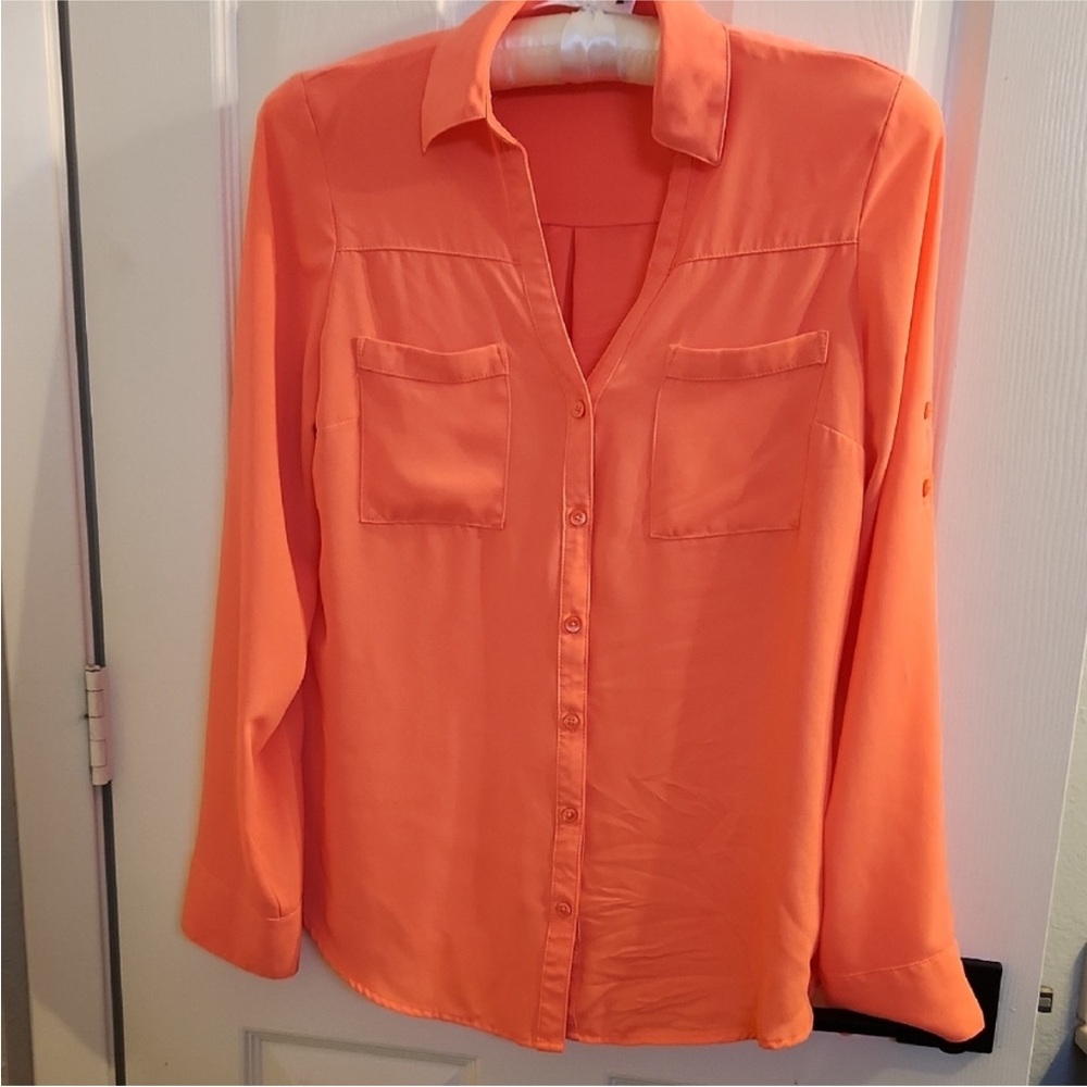 Express Women's Orange Button Down Shirt